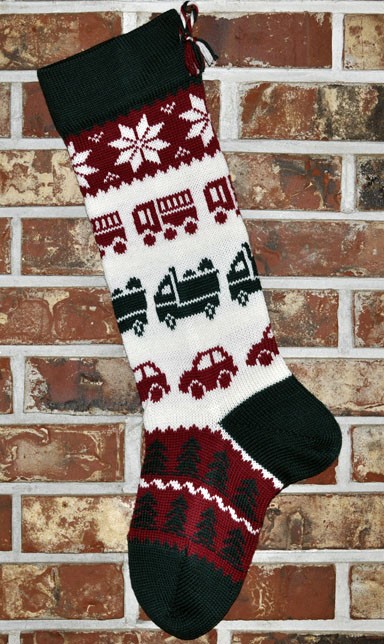 Cars & Trucks Knit Christmas Stocking