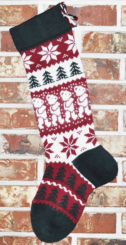 Angora Teddy Bear Knit Christmas Stocking